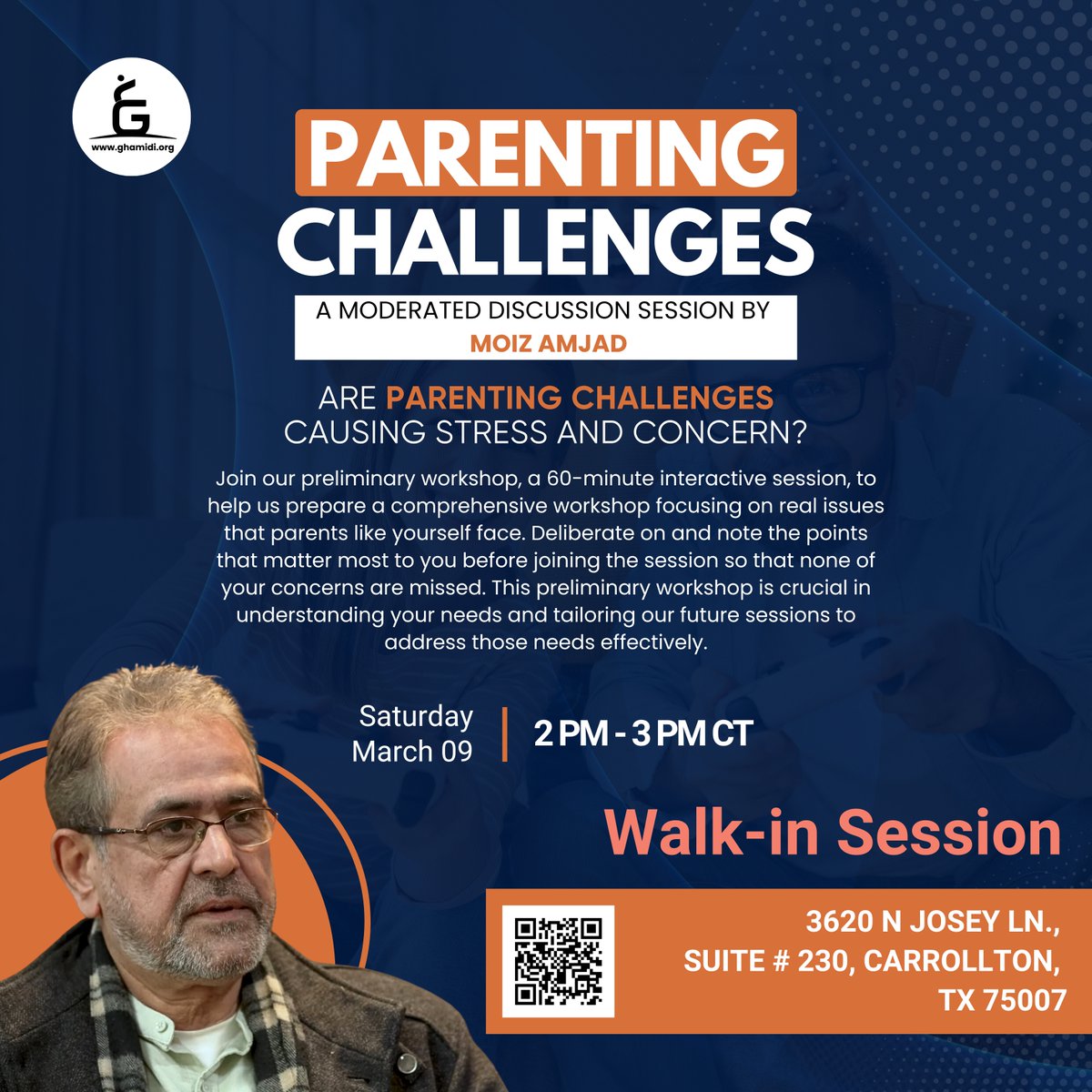 GhamidiCIL's tweet photo. Parenting Challenges | A Moderated Discussion Session By Moiz Amjad
Date and Time: Saturday, March 09, 2024 | 2 PM - 3 PM CT
Location: 3620 N Josey Ln., Suite # 230, Carrollton, TX 75007
#GCIL #Ghamidi #AlMawridUS #ghamidicenter #parenthood #parentingissues #parentingtips https://t.co/lKhkRfk0eP