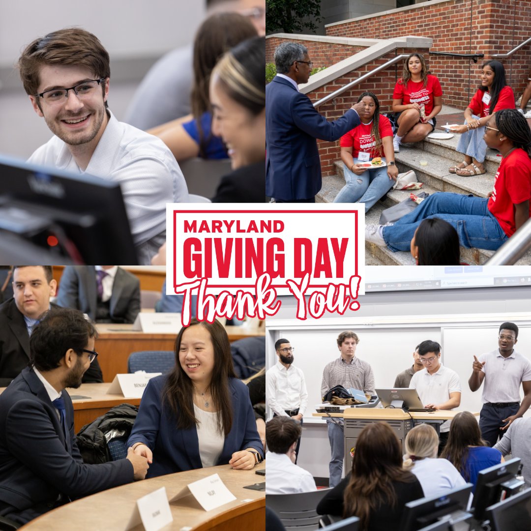We would like to express our sincere gratitude to everyone who contributed on #GivingDayUMD yesterday. Your generous donations have made a direct impact on Smith School scholarships, clubs, and organizations. We extend our heartfelt thanks and truly appreciate your support.