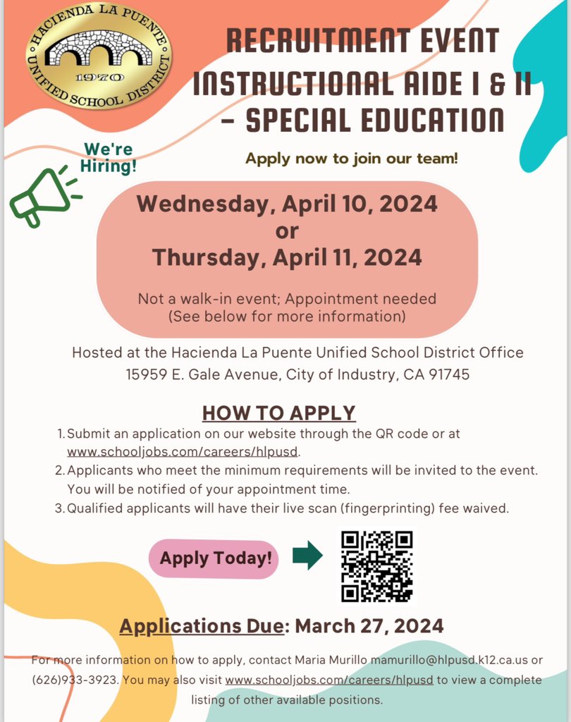 Are you a champion for kids? Want to be a part of an award winning district? Then it’s time to join the @hlpusd family! Apply today at: schooljobs.com/careers/hlpusd #ProudtobeHLPUSD #werehiring #joinourteam