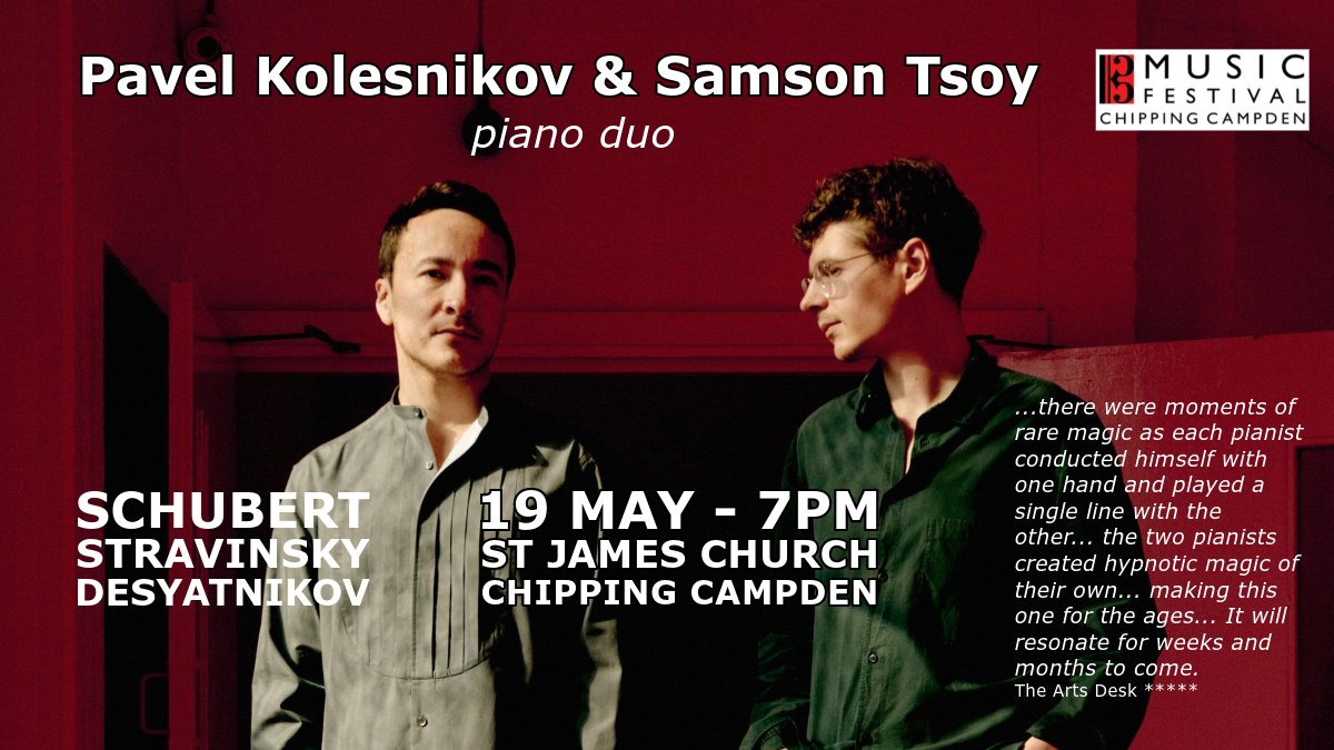 CCMusicFest's tweet image. What a thrill it will be to hear #Stravinsky's epic #TheRiteofSpring in Chipping Campden 19th May - superstar piano duet @pkkolesnikov and @TsoySamson will bring the house down - below is a snippet - book tickets: tinyurl.com/Kolesnikov-Tsoy
youtube.com/watch?v=qKr0Kj…