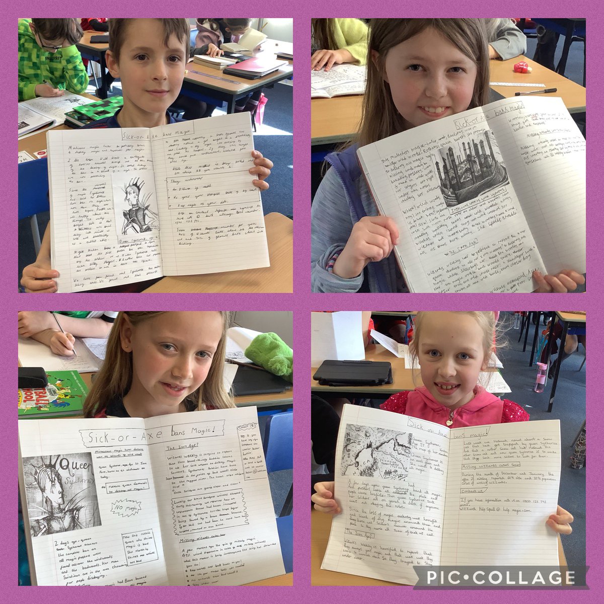 ShoresideYear3's tweet image. Y4 have written newspaper articles about #wizardsofonce by @CressidaCowell during our writing lessons. Don’t they look great? 😊 
@janeconsidine @Shoreside1234 @MrPowerREMAT @MissKnipeREMAT @RainbowEduMAT