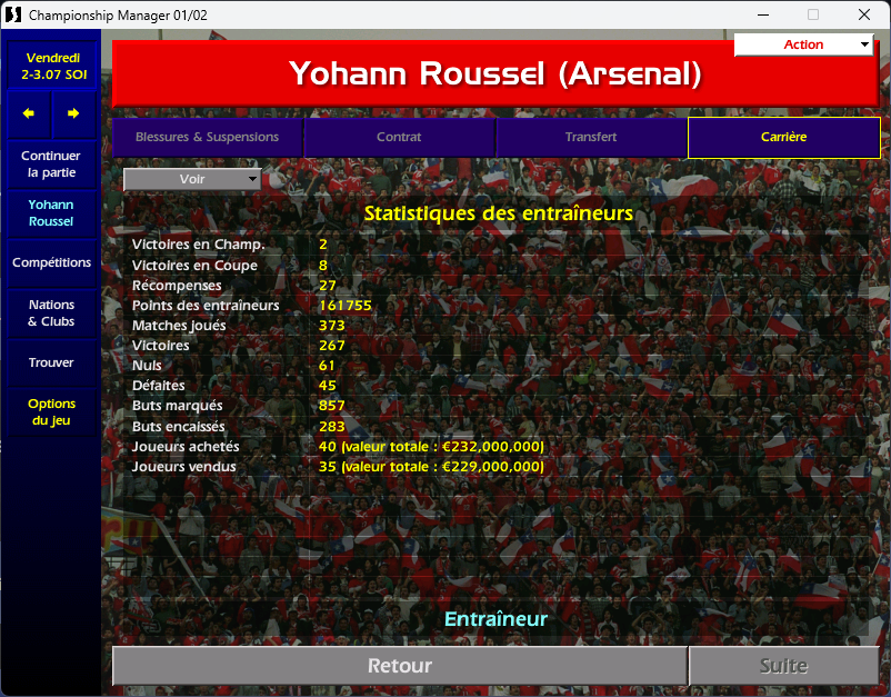 bracodu88's tweet photo. Pour le moment je gère quand même pas mal le club de @Arsenal 🥰

Qui y joue encore à cet opus ? N'ayez pas peur moi aussi j'ai allumé mon barbecue avec un silex 🤣

#CM0102 #FMRetro https://t.co/sZa6nDl8Ou