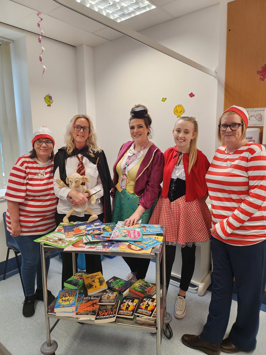 Can you find Wally????
A couple of our fab CNS team with our lovely play team celebrating World Book Day by giving out books to our patients