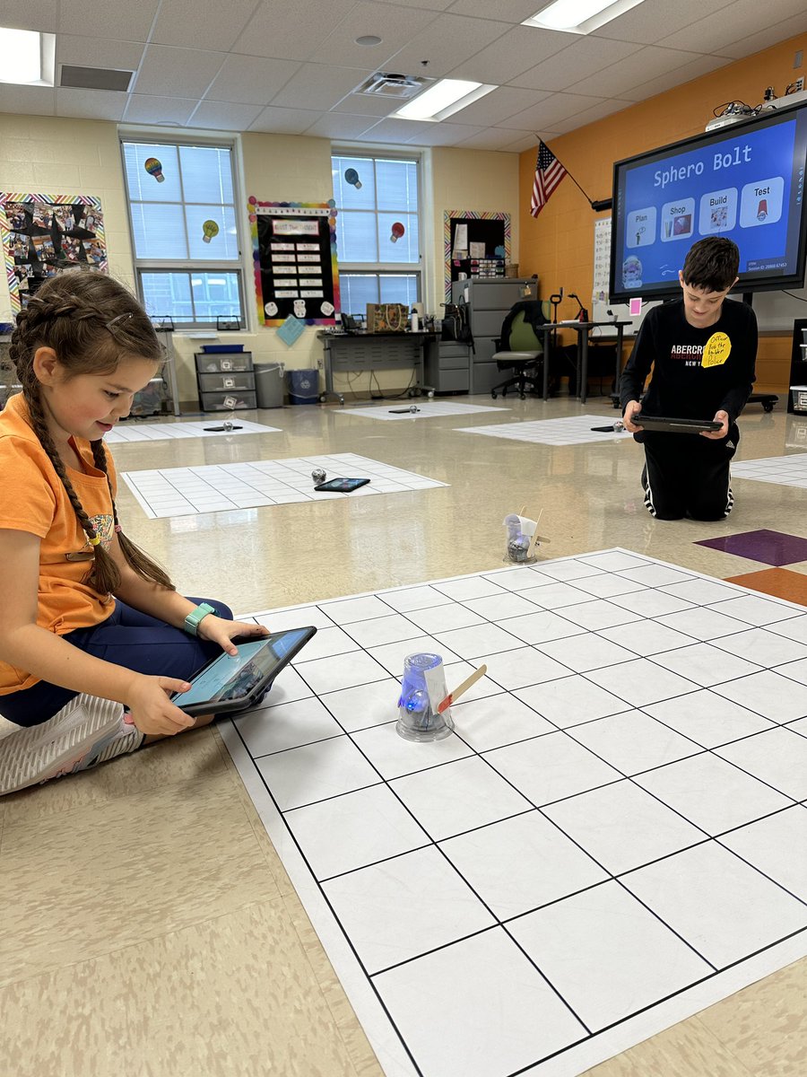 4th &amp; 5th are preparing their <a href="/Sphero/">Sphero</a> Battle Bots for the epic battle that will ensue after spring break!  💜💛