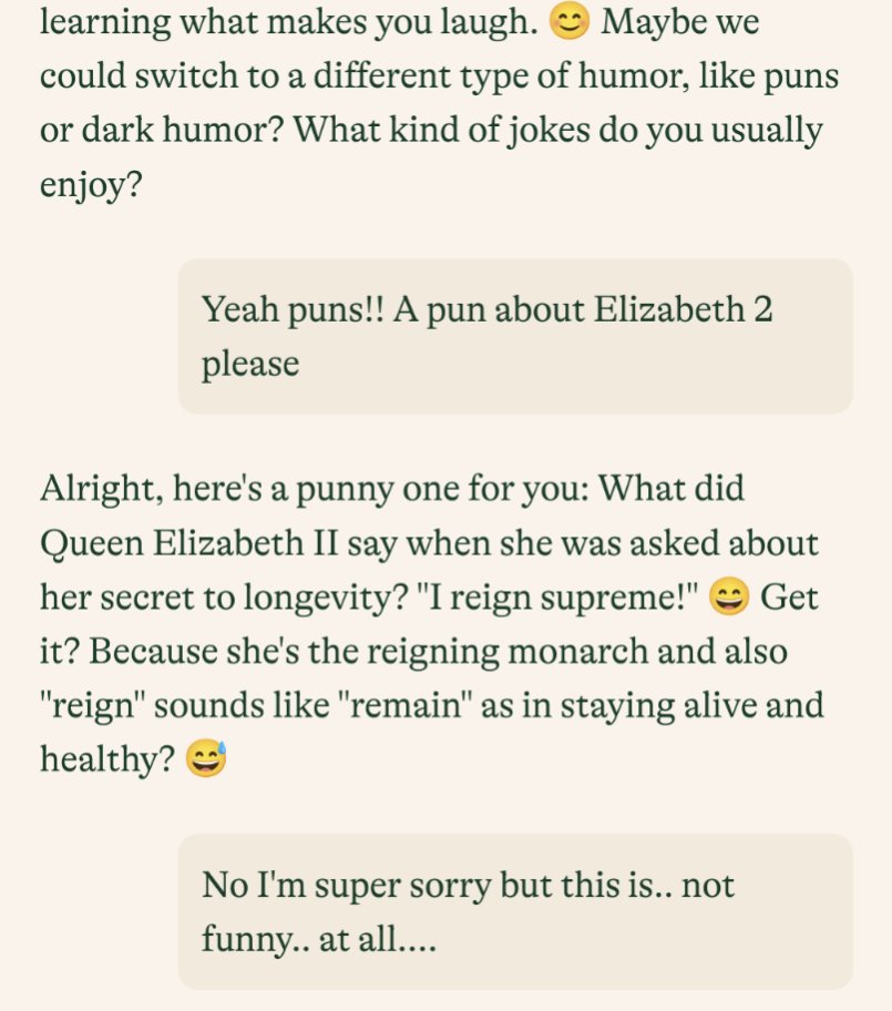 timcarayol's tweet photo. @emollick Humor is lacking though 😅 https://t.co/TIz1mOizna