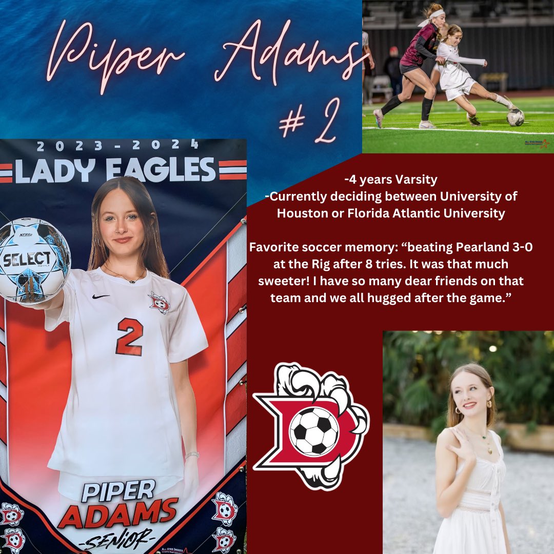 Our third Senior that we are honoring is Piper Adams <a href="/p_sheaa/">piper ✌🏻</a> !

<a href="/DawsonHighSchl/">Dawson Eagles</a> <a href="/50_50Pod/">The 50/50 Podcast ⚽️🎙</a> @LethalSoccer <a href="/tascosoccer/">TASCO</a>