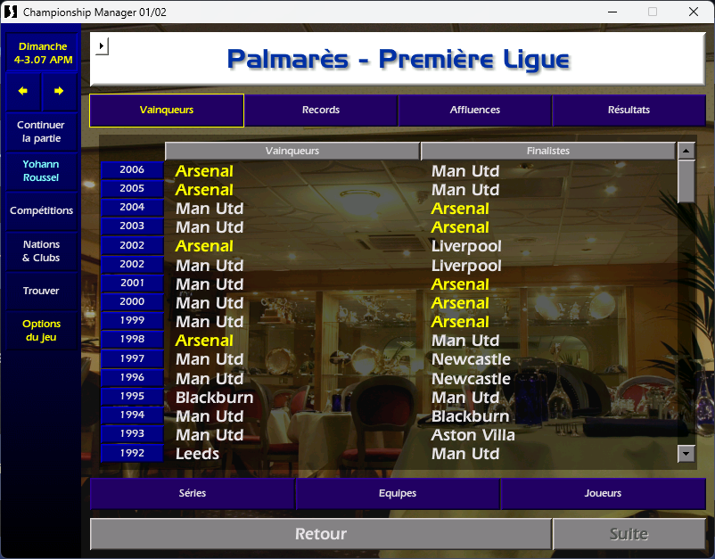 bracodu88's tweet photo. Pour le moment je gère quand même pas mal le club de @Arsenal 🥰

Qui y joue encore à cet opus ? N'ayez pas peur moi aussi j'ai allumé mon barbecue avec un silex 🤣

#CM0102 #FMRetro https://t.co/sZa6nDl8Ou