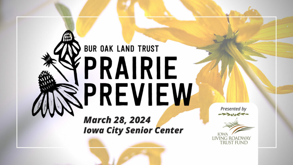 @‌BurOakLT Prairie Preview is tomorrow! Come check out our book sale and meet Connie Mutel, editor of TENDING IOWA'S LAND! #conservation #nature #GetOutside