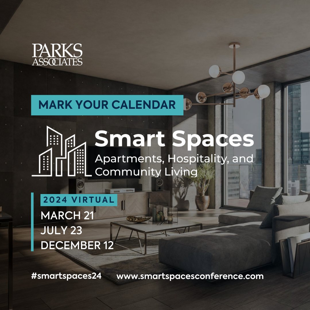 🏡 We’re only two weeks away from our first 2024 Smart Spaces session! Register Today!

💻 Free registration for the virtual event series with code All-OFF-VIP-SSC: parksassociates.com/event/smart-sp…
#ParksAssociates #ParksData #conference #virtualevent #ROI #proptech