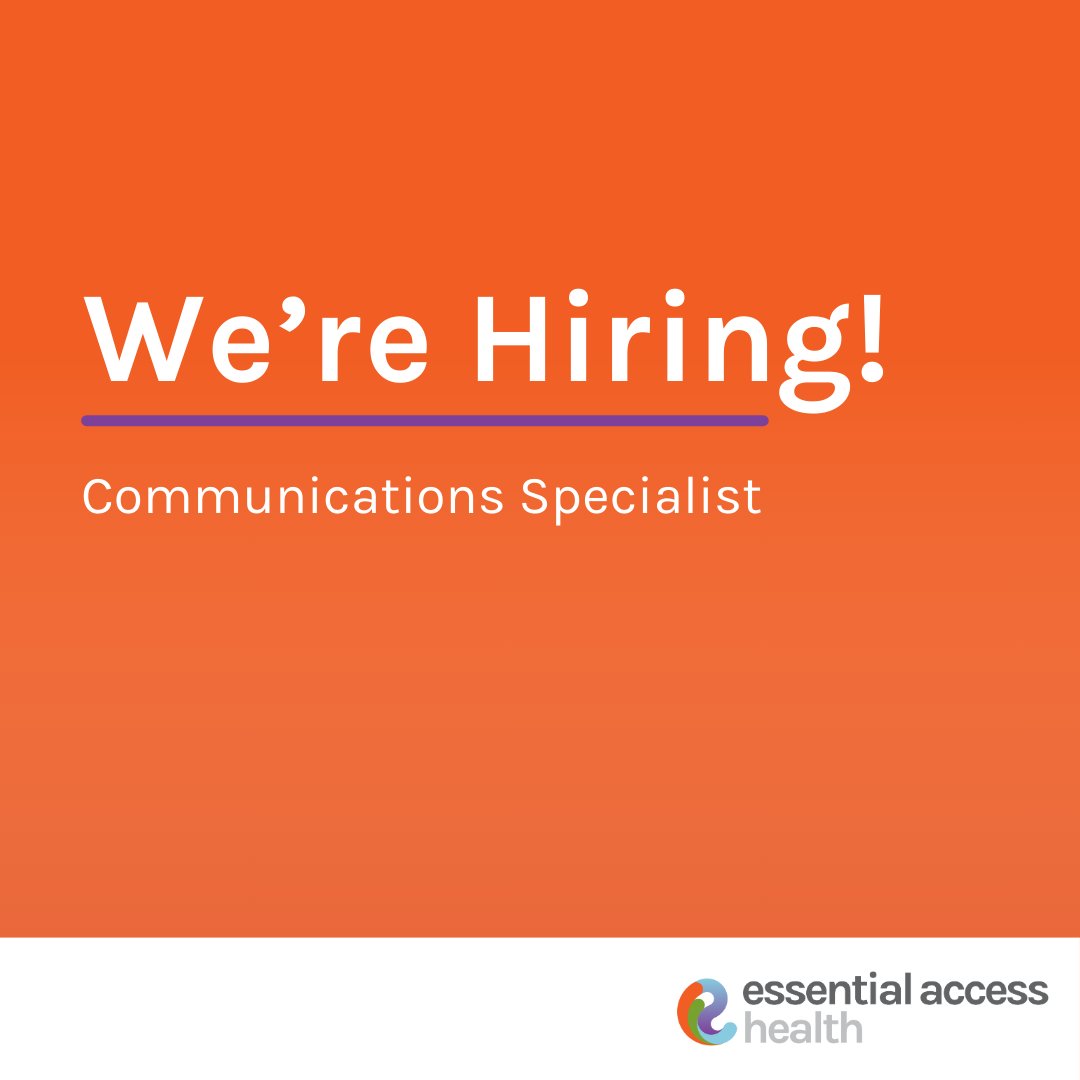 EssnAccessHlth's tweet photo. 📢 We’re hiring a Communications Specialist to join our team! The successful candidate will be an impactful storyteller with a track record of securing media placements, developing community-informed materials, and more.

Learn more: https://t.co/CFd5uqAOPP https://t.co/3nVa6Svfby