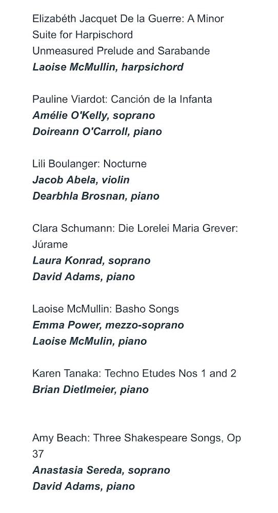 To celebrate #InternationalWomensDay the Royal Irish Academy of Music @RIAMDublin have a wonderful Lunchtime Concert in celebration of women composers at 1.05pm tomorrow, March 8. Venue: Whyte Recital Hall at RIAM, Westland Row #Dublin Free admission 👏🏼 #IWD2024 #WomensDay2024