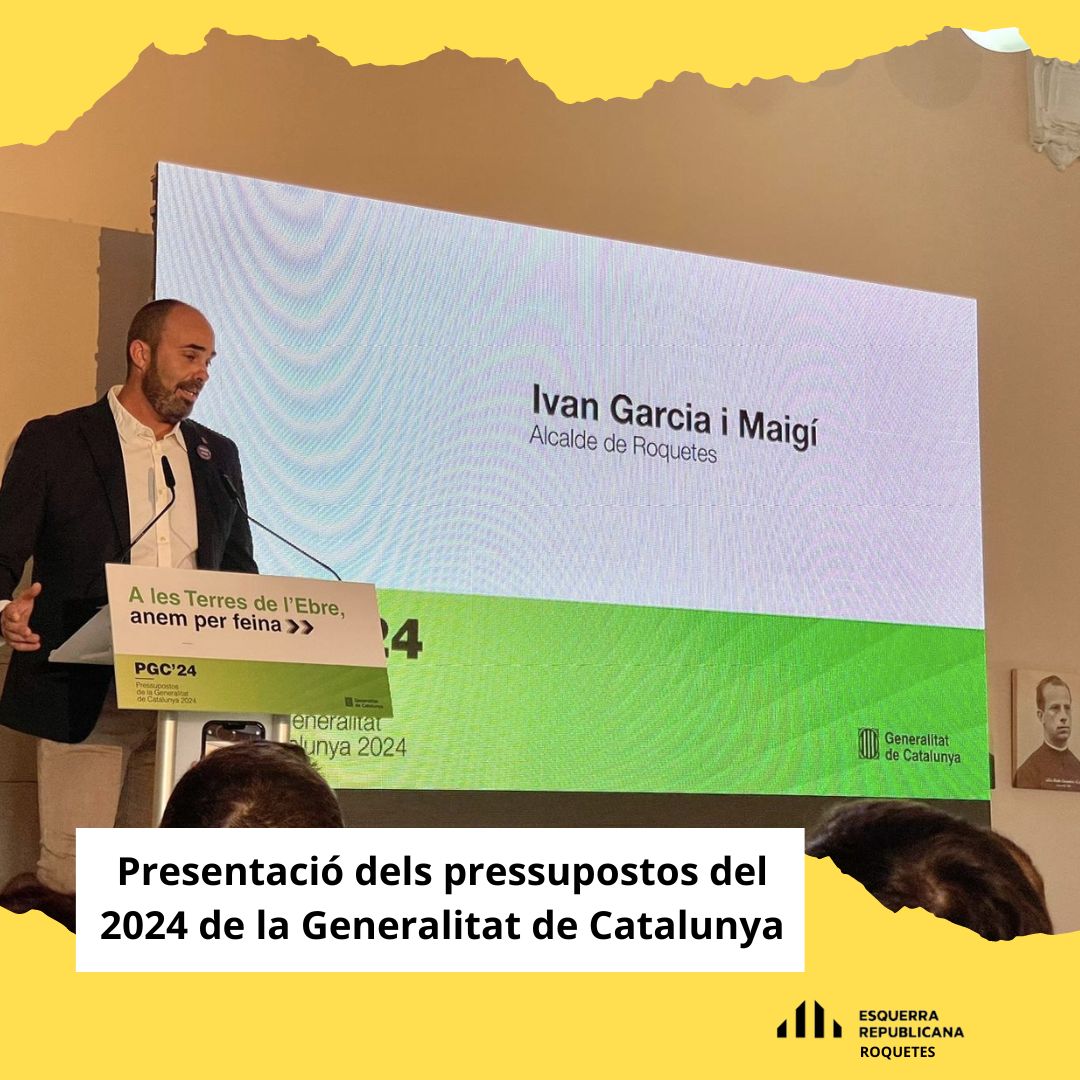 ErcRoquetes's tweet photo. 🟨Avui la consellera d'Economia i Hisenda @nmasguix, ha presentat la proposta dels pressupostos 2024 de la @gencat  i el seu impacte al país i a les Terres de l'Ebre.🌾⛰
L'acte s'ha celebrat a la Sala Landerer de l'@obsebre   ubicat a la nostra estimada ciutat #Roquetes. https://t.co/Lx4CagJuIP