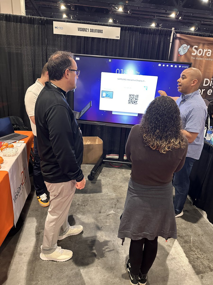 👋🏾 Hey You…. 🗣️Are you currently at @ncties? Stop by and check out @SamsungSea at the #Vision21Solutions Booth!! Let’s chat Interactive Boards & Seamless Pedagogy with @deelanier, Adam Blum and @YaritzaV_ 🫶🏾 #NCTIES