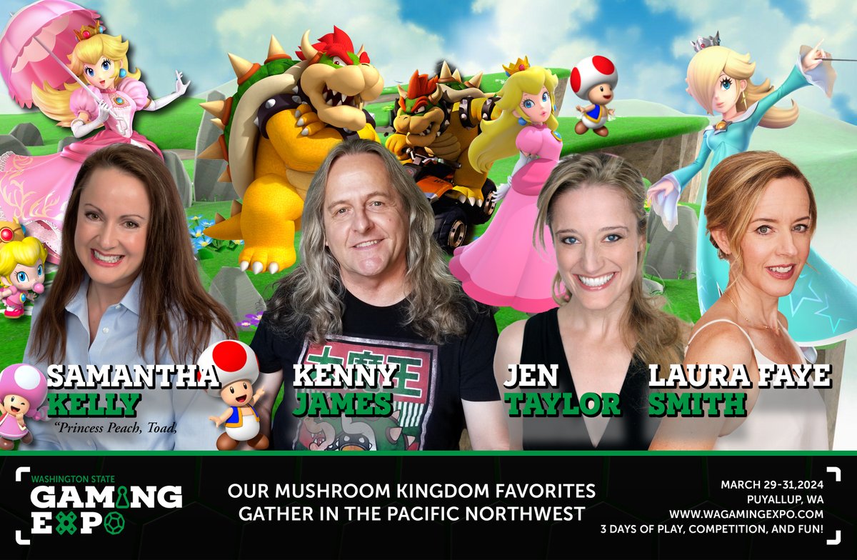 Get ready for a fun weekend of PLAY. Meet the voices behind some of your favorite characters in the Mushroom Kingdom, and then stay and play at the Washington State Gaming Expo running from March 29th through the 31st in Puyallup. One-day or 3-day tickets are now on sale.