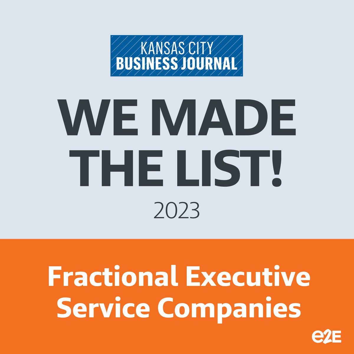 e2E_KC's tweet photo. Exciting news! e2E made the @KCBizJournal  list of Fractional Executive Service Companies. We’re proud to offer flexible solutions to small businesses in KC, and we can't wait to collaborate with you. https://t.co/bGF1IFUkGp