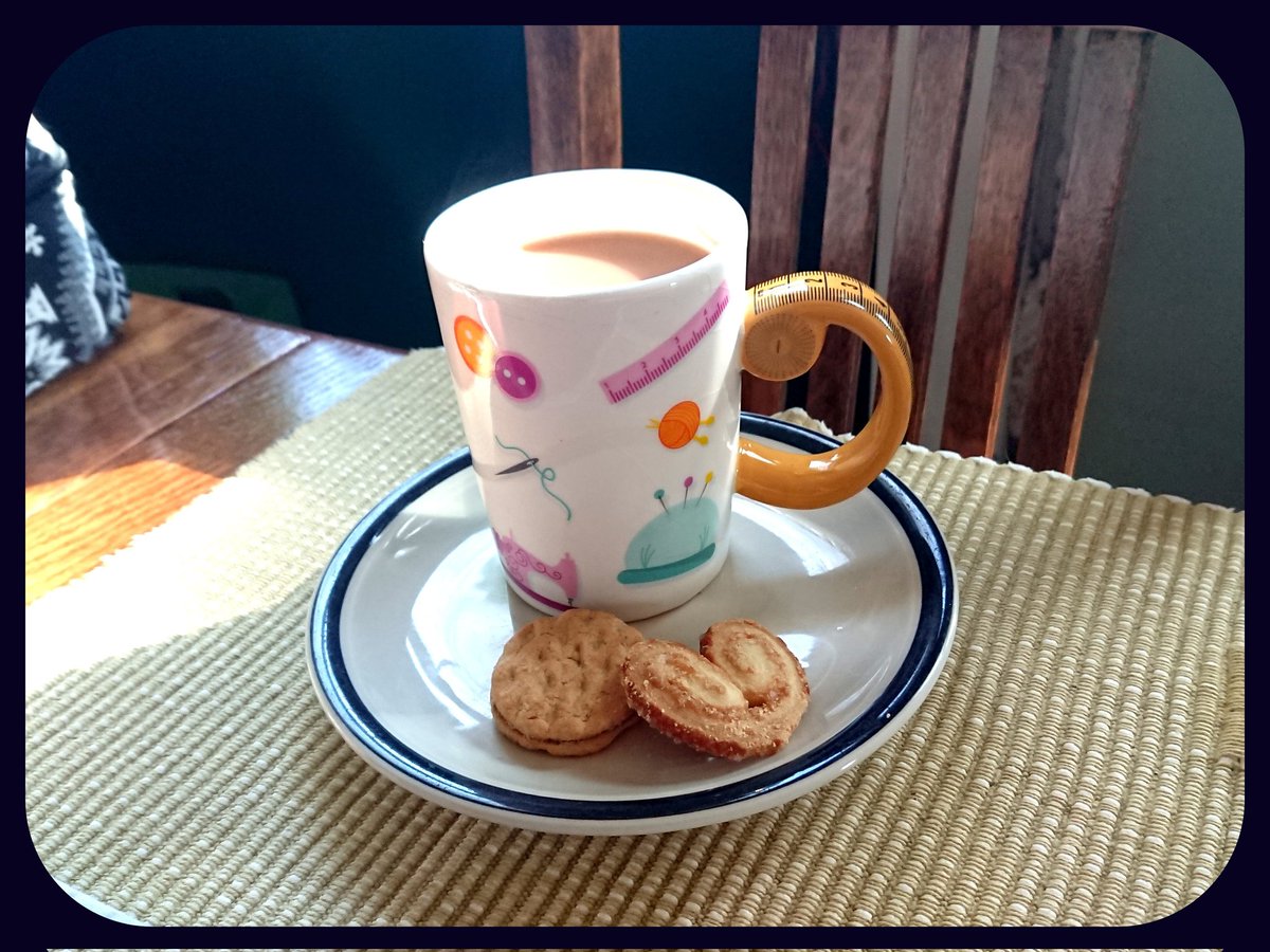 Sunshine, tea, & biscuits. 🌞 - Mar. 7 /24

· #NepaliTea🇳🇵 · #MasalaTea · #ButterflyCookies (#Palmiers) · #DoSiDos