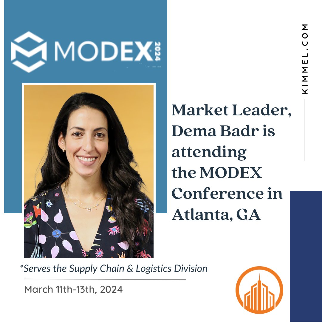 KimmelAssociate's tweet image. Dema  Badr (Market Leader) is excited to be attending the Modex Conference next week. If you will be attending reach out to Dema to connect.

#modex #supplychain #logisitics #kimmel