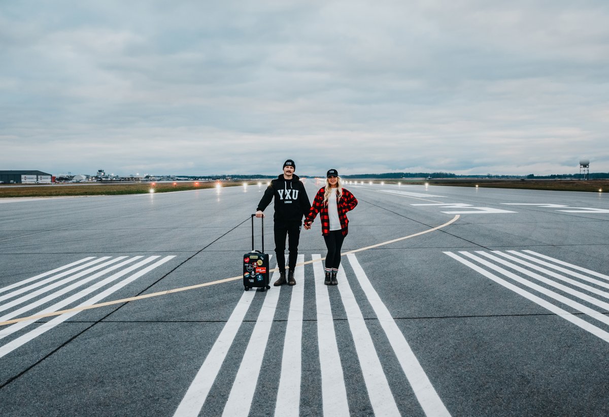 These runway photos from an @illburyandgoose photoshoot make us smile every time! #YXU merch is available in our terminal or online through our partner airshowlondon.com Rocking the #runway: Monique Wiendels Photography with models Georgia Tusch and Matt Henderson #ldnont