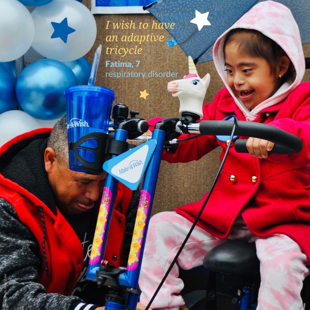 “She loves her bike and is very happy because she uses her bike every day. Thank you, Make-A-Wish!” – Fatima’s mom Visit wish.org for more hope-filled stories. @MakeAWish @MakeAWishTriCo