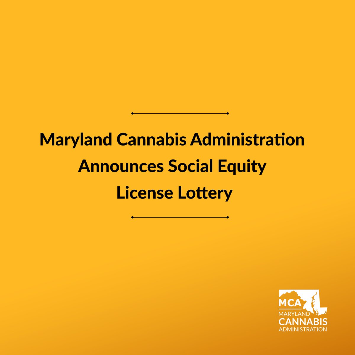MDCannabis's tweet photo. Today, @MDCannabis announces that the lottery drawings for social equity applicants will be held on March 14. Learn more at https://t.co/OJ60KQmeqm 

#MarylandCannabisAdministration #MDCannabis #MCA https://t.co/lzeItQhWmF