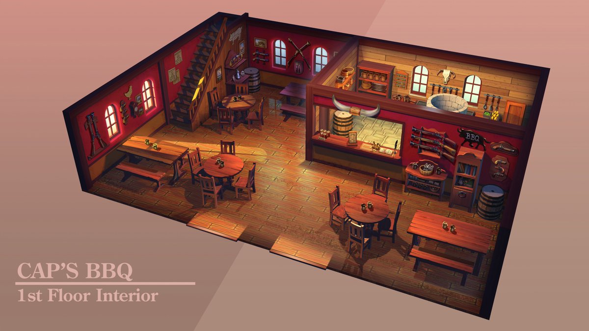 Another interior view of one of the restaurants found in the pirate’s port town. Part of my mentorship project with Tyler Edlin.