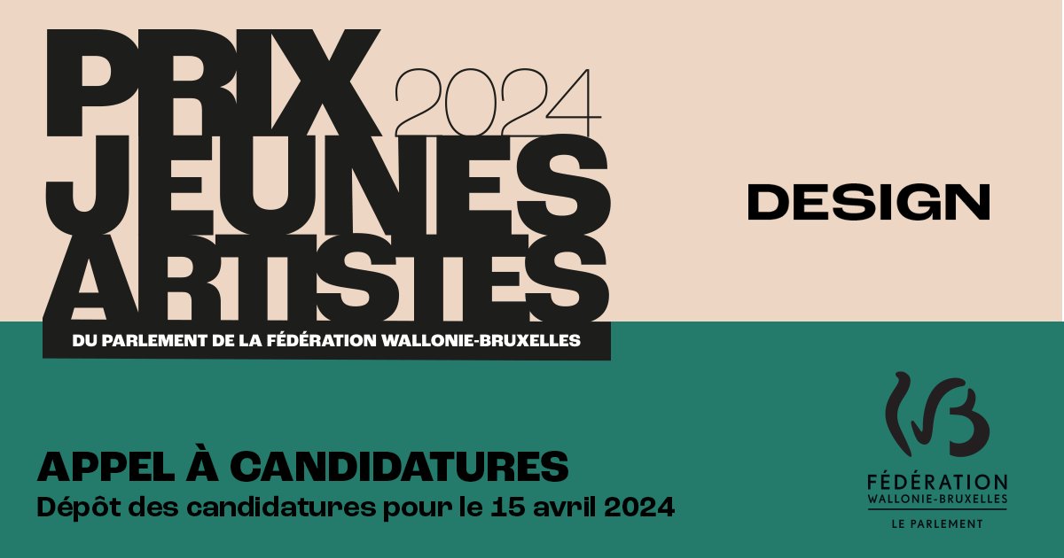 📣 L'appel à candidatures pour le prix jeunes #artistes 2024 du @ParlementF est lancé. Cette année le prix récompense la catégorie #Design. ℹ️ Modalités pratiques : pfwb.be/actualites/app… N'hésitez pas à faire circuler l'information 🤗 ⚠ Date limite : 15 avril