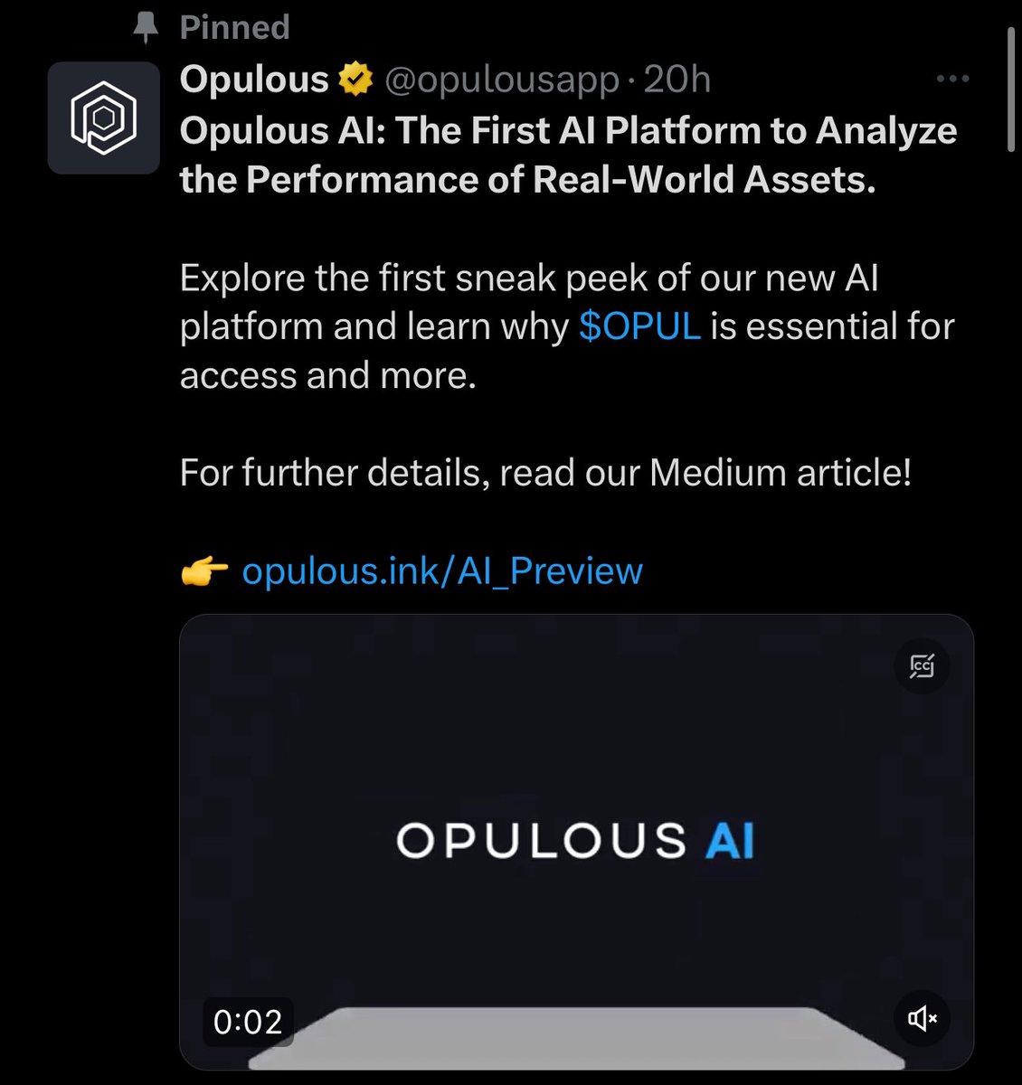 Bitcoinhabebe's tweet photo. I wouldnt want my followers to miss the rise thats coming to $OPUL ⏰💣! 

• #1 Trending on @coingecko 

•New unprecedented AI platform 

•Insane chart https://t.co/R8QgLgSPcB