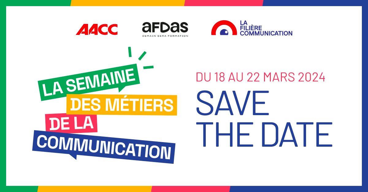 📅 La 1ère semaine des métiers de la communication aura lieu du 18 au 22 mars 2024 !

📍 Des événements partout sur le territoire pour renforcer la connaissance des métiers de la communication, et susciter des vocations.

Vous souhaitez organiser un RDV lnkd.in/dRWiivb9