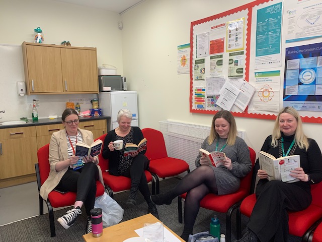 St Joseph's staff enjoyed a reading lunch today to celebrate @WorldBookDayUK . We shared our book recommendations and even had a book swap! #ReadingSchools