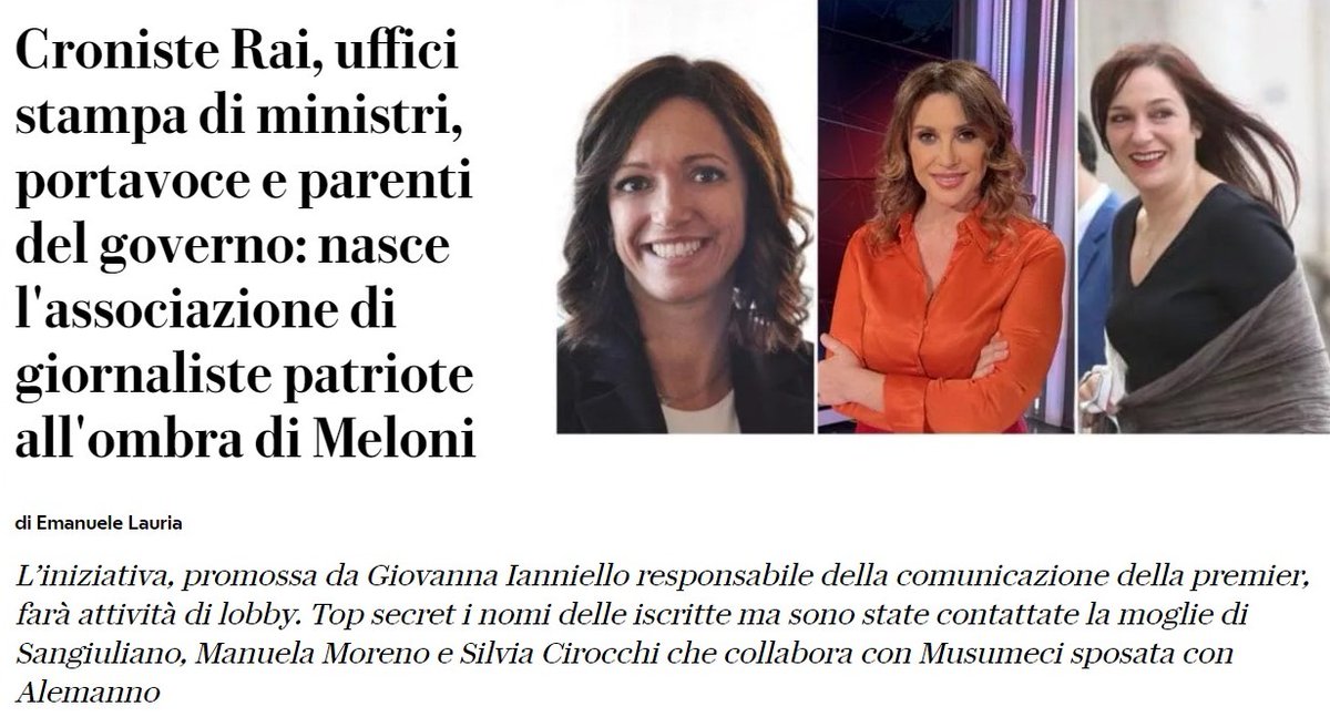 'Piccole Italiane' crescono all'ombra di #Meloni. Una corporazione di fasciste che sono orgogliose di esserlo e non si nascondono più, tra cui le mogli di #Sangiuliano e di #Alemanno. ⬇️ #laPeggiore_DESTRA_diSempre