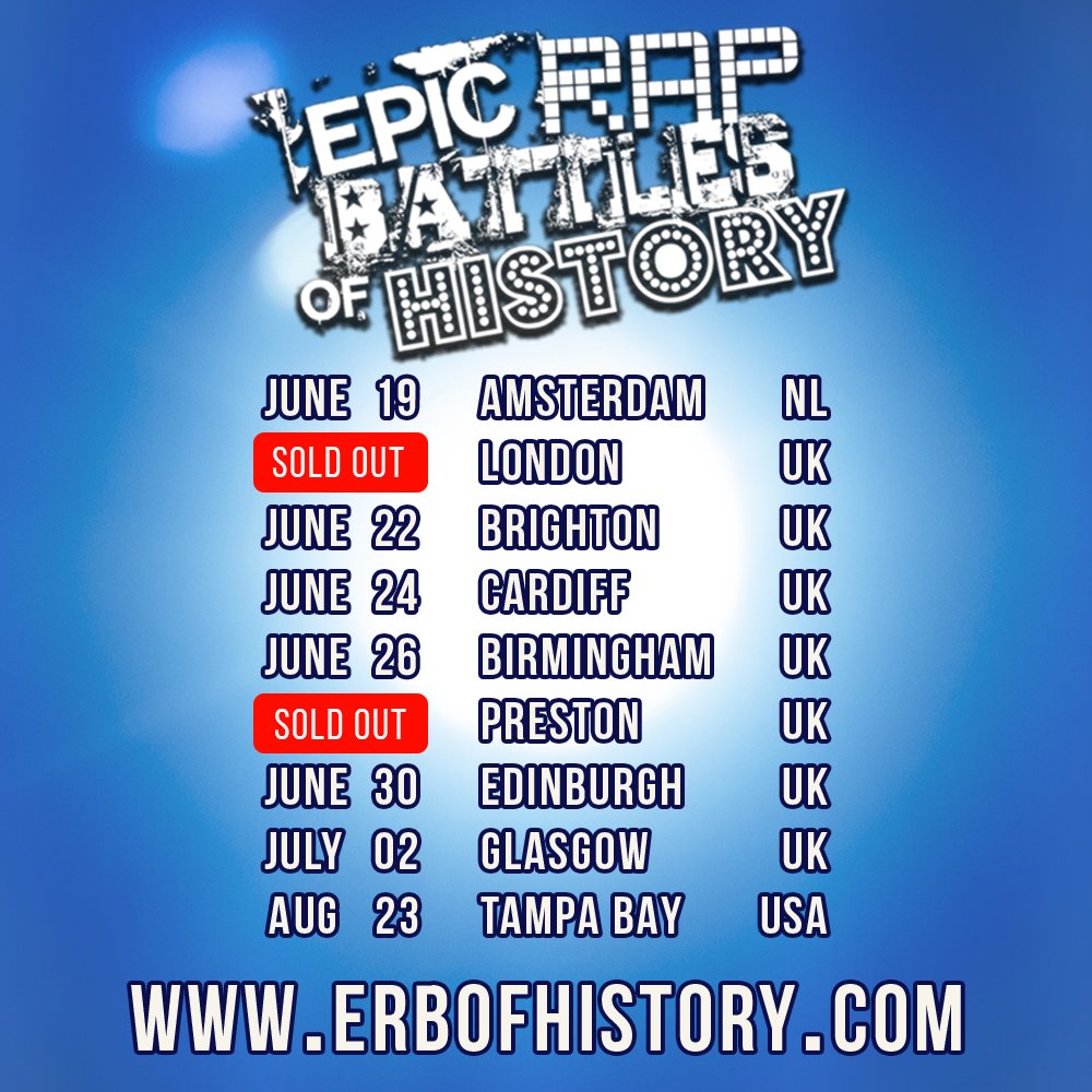 London &amp; Preston are now sold out! Tickets still available for other shows over at erbofhistory.com