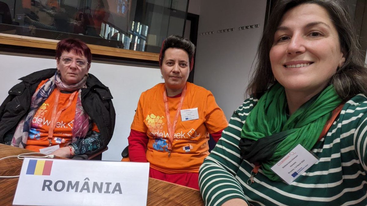 Code Week Romania (@codeweekro) on Twitter photo Ne bucurăm să fim reprezentați la #Bruxelles de doamna educatoare Nicoletta Gabriela Hustiuc, doamna profesoară Aidil Rs și ambasadoarea <a href="/ioana_cis/">ioana 👩💻🦊✨</a> la întâlnirea comunității <a href="/CodeWeekEU/">EU Code Week</a>!
#codeweek #codeeu #digitalskills <a href="/DigitalEU/">Digital EU 🇪🇺</a> Ne bucurăm să fim reprezentați la #Bruxelles de doamna educatoare Nicoletta Gabriela Hustiuc, doamna profesoară Aidil Rs și ambasadoarea <a href="/ioana_cis/">ioana 👩💻🦊✨</a> la întâlnirea comunității <a href="/CodeWeekEU/">EU Code Week</a>!
#codeweek #codeeu #digitalskills <a href="/DigitalEU/">Digital EU 🇪🇺</a>