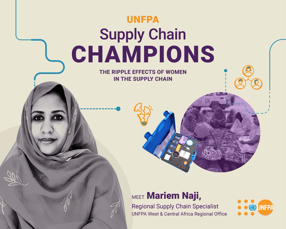 UNFPA_WCARO's tweet photo. Meet #SupplyChainChampion, @Mariem Naji. She innovates to improve access to SRH supplies in West &amp; Central Africa and beyond.

See the ripple effects of women in the @UNFPA #supplychain 

👉🏽 https://t.co/ahEQXCieG6

#InspireInclusion #InvestInWomen #IWD24 https://t.co/Q8bm3zdQiu