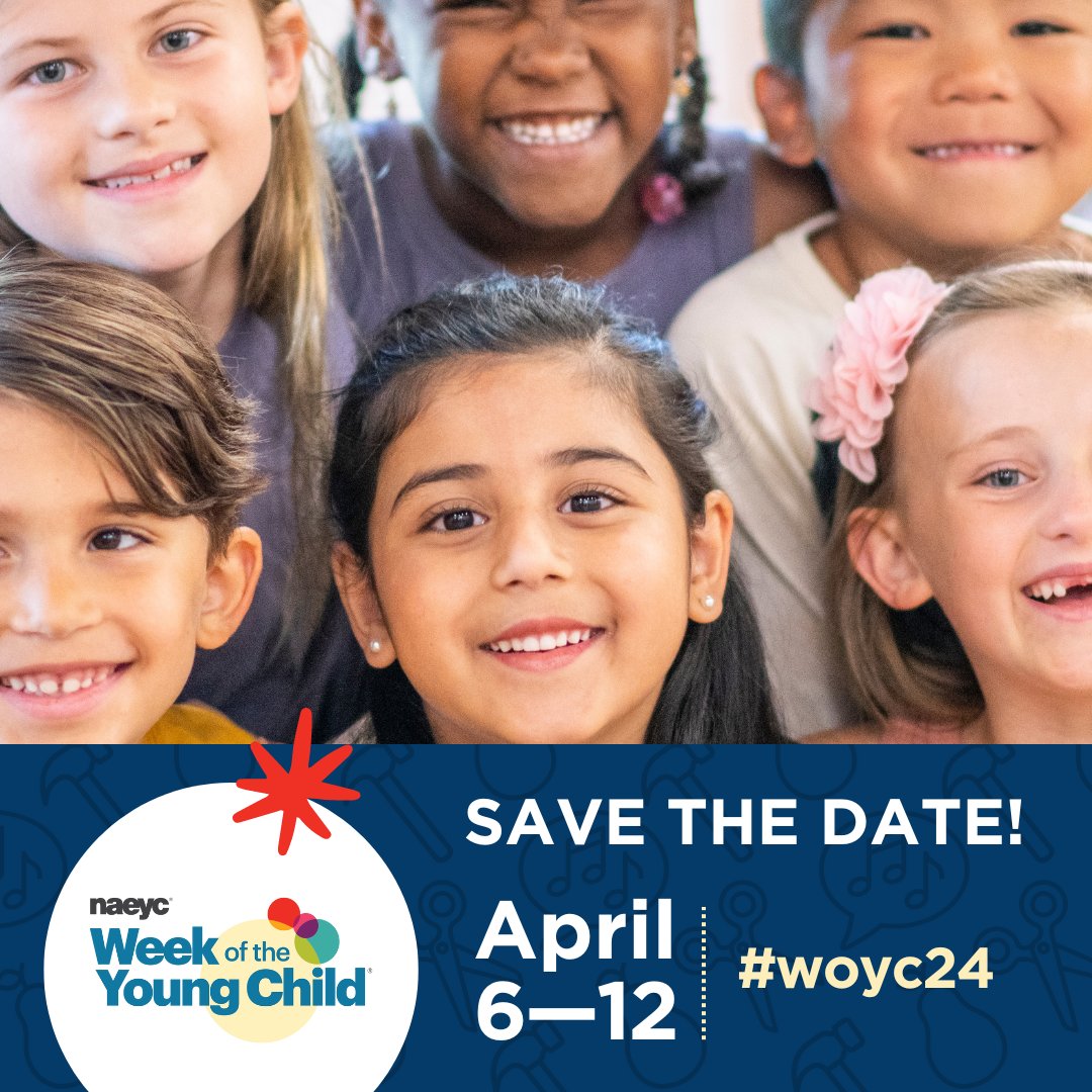 Save the date for Week of the Young Child (WOYC) happening April 6-12, 2024! 

Comment a ✨ if you're excited to celebrate!