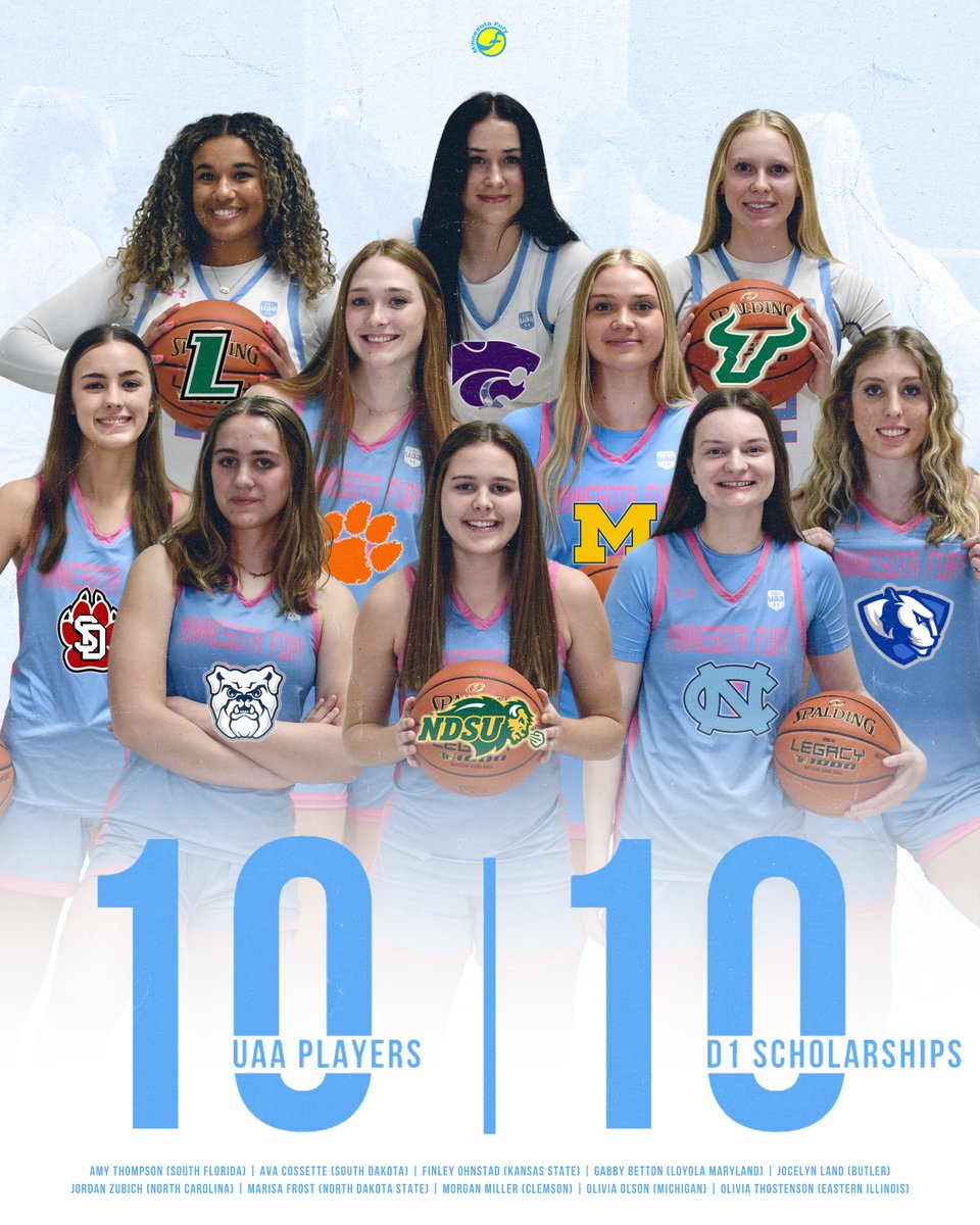 🔟/🔟 For the first time in program history, all 10 players on our UAA team have earned D1 scholarships. 👏 There has not been another Minnesota-based team or program to accomplish this in the past two decades. #ThisIsWhyYouFury | @UANextGHoops