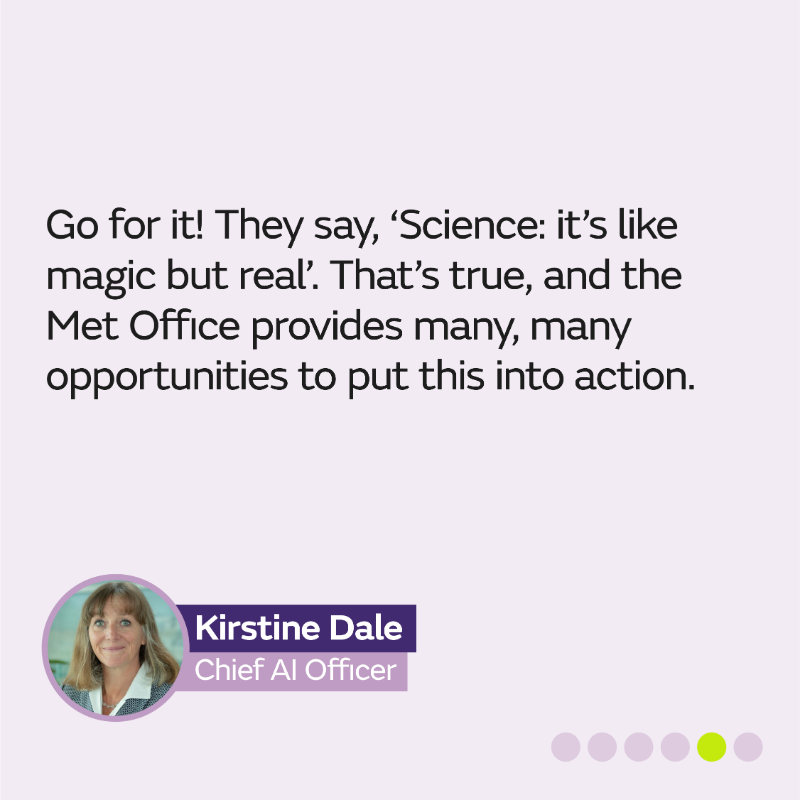 MetOffice_Sci's tweet photo. We asked some of our women what advice would they give to other women and girls considering a career at the @metoffice. Swipe to see what they said  

#InternationalWomensDay #IWD2024