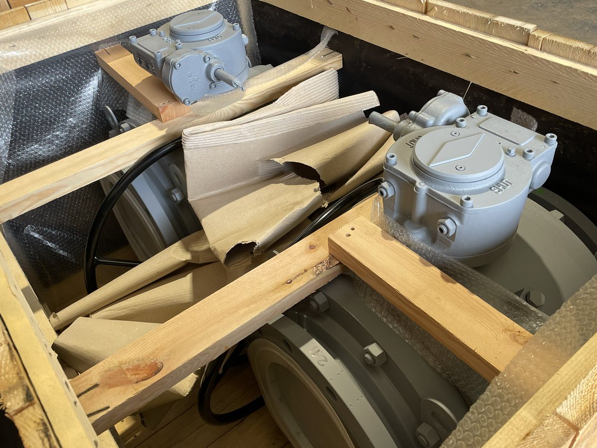 DAFRAM SPA trunnion mounted ball valves leaving JCV this week! 

4 off 12” CL150RF full bore trunnion mounted ball valves, LF2 body, LF2 + ENP ball &amp; seat ring, F51 stem, RPTFE seats, Gearbox Op! 

All valves supplied from JCV stock in the UK! ✅ 

#JCVLTD
#DAFRAM