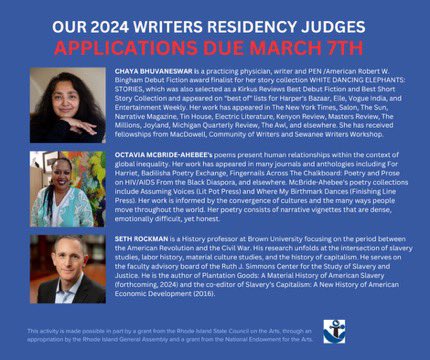 We're thrilled to have such esteemed judges on board to review applications for our 2024 Writers Residency program. Applications are due at 8pm TONIGHT. Creative writers of all genres and abilities are encouraged to apply. Visit LindenPlace.org/Writers-Reside… for application.