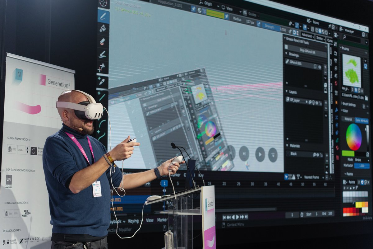 Durante #NXLBGeneration, @_pepeland_ nos presentó los avances en la herramienta de software libre Next Lab Grease Pencil VR 🤖 Además de esta presentación, las personas asistentes pudieron probar la herramienta de primera mano 🙌🏻 Stay tuned! 👉🏻