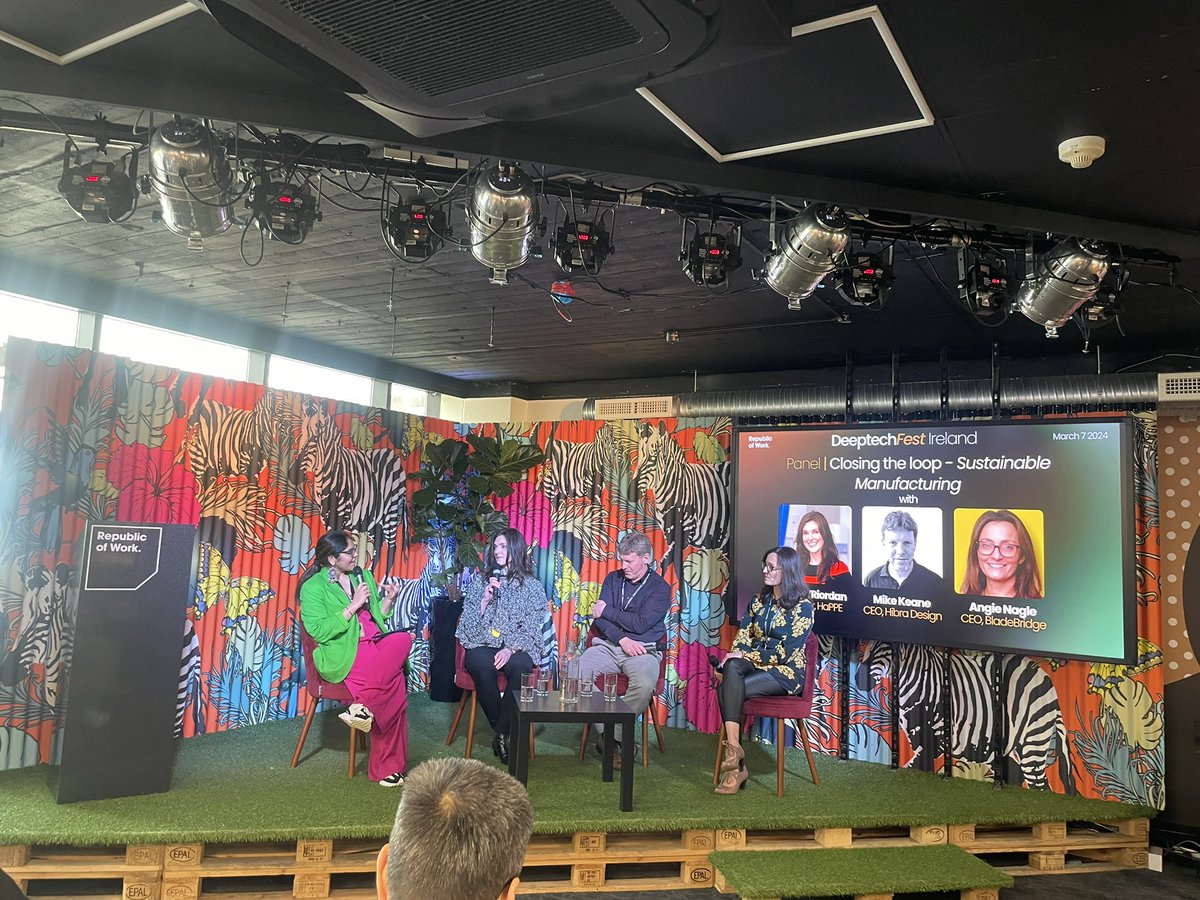 Engaging discussions on DeepTech, #Energy &amp; #sustainability at <a href="/republicofwork/">Republic of Work | Coworking & Innovation Space</a>! This year’s #DeeptechFestIreland is showcasing emerging deeptech ideas such as  bridges made from decommissioned wind turbine blades, compostable PPE, a powerful panel on #greentransition and more!