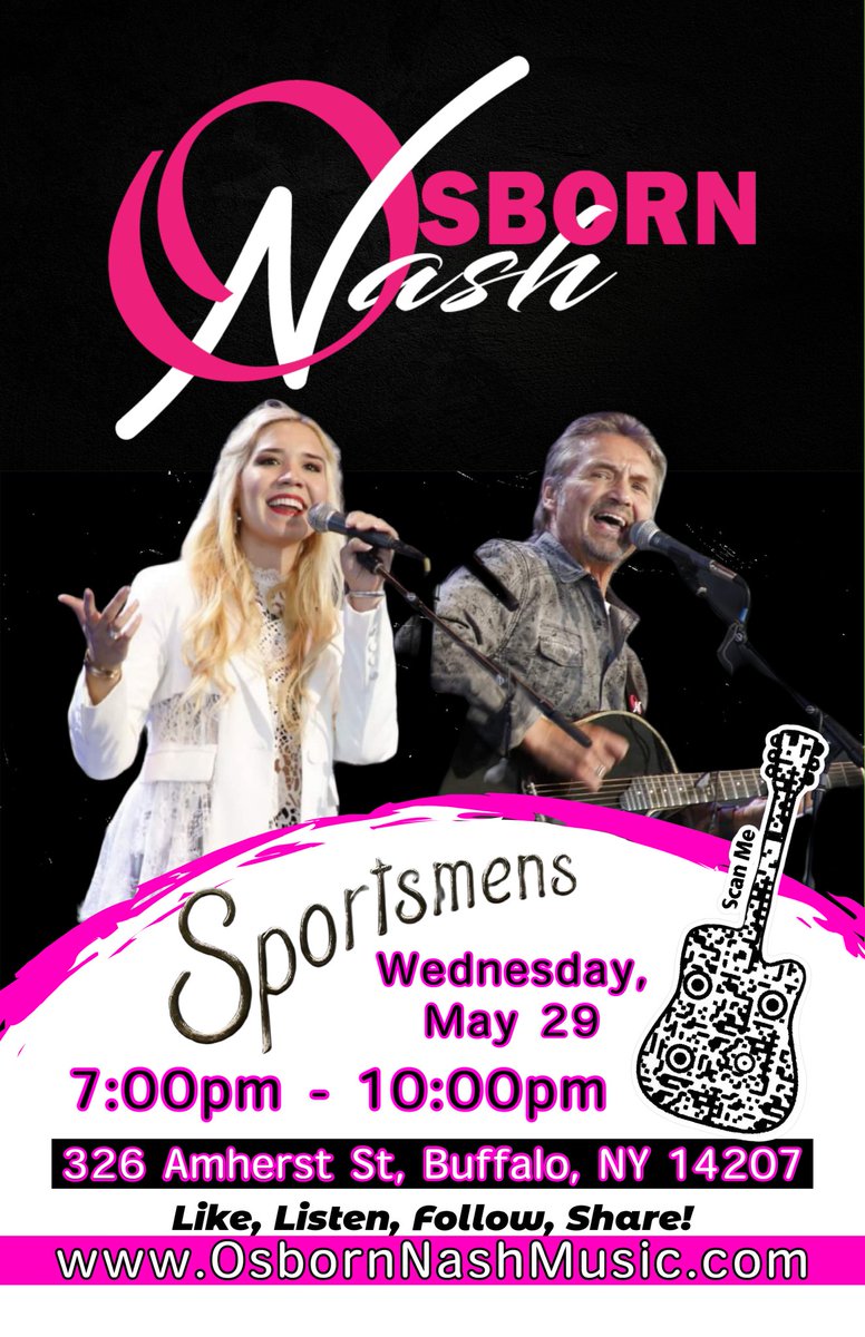 OsbornNashMusic's tweet photo. We're super excited to announce our debut at Buffalo's famous Sportsmen's Tavern on May 29th!!!

Sportsmen's has been known as "one of the best live music venues in the county," &amp; we'll be taking the stage from 7-10pm!!

We hope to see you there w/your OsbornNash gear and Kazoos! https://t.co/Fim78iIC6Z