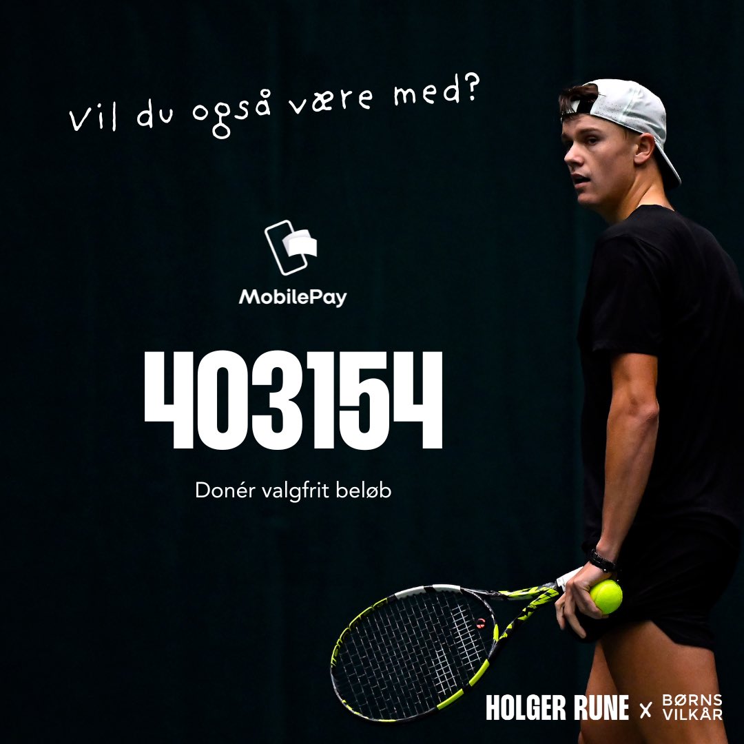 holgerrune2003's tweet photo. På lørdag spiller jeg min første  kamp til Indian Wells og støtter med 2500,- kr pr servees i alle mine kampe her (og min 50.000,- kr) . Tæl med natten til søndag og hjælp mig med at støtte  BørneTelefonen og @BornsVilkar . Landsindsamlingen slutter 17. Marts 🙏🏼💙 #børnetelefonen #børnsvilkår