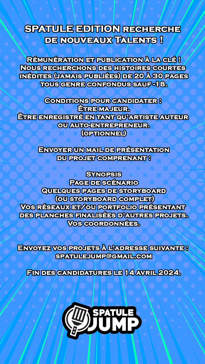 Tu es mangaka ? Tu as une idée pour un OneShot de folie ? Envois nous ton projet et peut-être qu'ensemble, on retournera le Game !
Que la Passion vous guide !
Ouais.