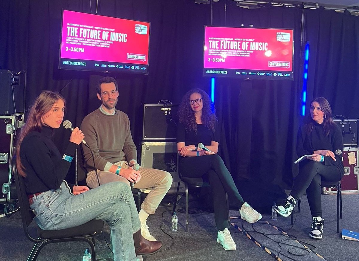 Really interesting chat here on the future of music and AI with Jaime Castañosa (Melboss), Petra Kauraisa and Ines Pagano (AMAEI).