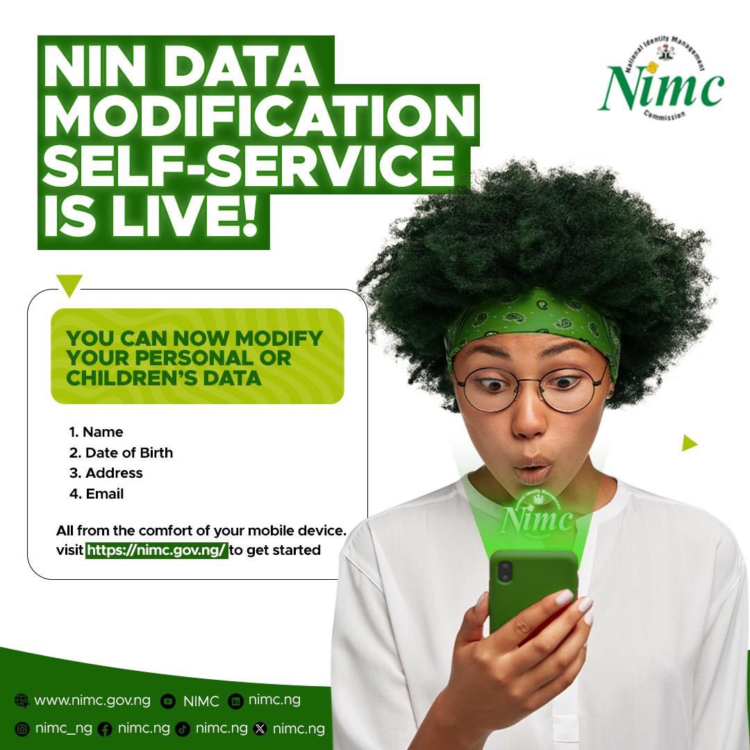 tosino52's tweet image. We asked for it &amp;amp; it’s here 💃💃💃

NIN Data Modification self service is live 👇👇
#NINmodification