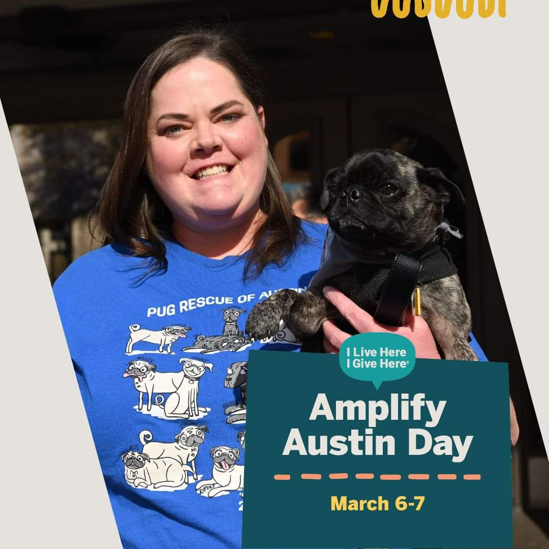 Last chance to donate! With only 10 hours left in Amplify Austin, every donation brings us closer to our $15,000 goal! What better way to start the day than with a gift for the pugs. #ILiveHereIGiveHere #AmplifyAustin #pugrescueofaustin #savepugs

amplifyatx.org/organizations/…