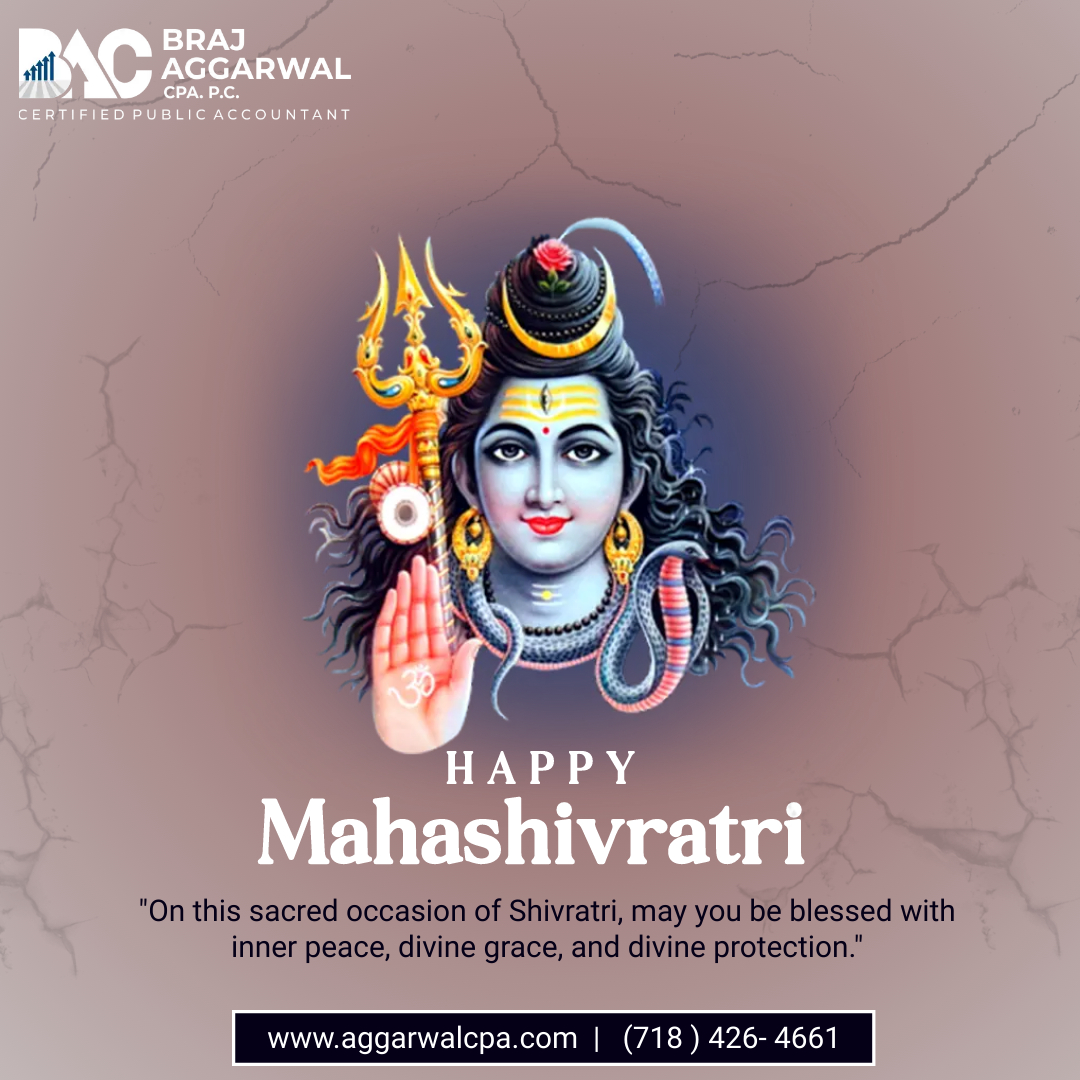 Braj Aggarwal, CPA, P.C. wishes you a Happy Mahashivratri! On this auspicious occasion of Mahashivratri, may Lord Shiva bless you with joy, peace, and harmony. #mahashivratri #shivratri #mahadev #bholenath #mahakal #lordshiva #india #indianfestival #cpa #brajaggarwalcpapc