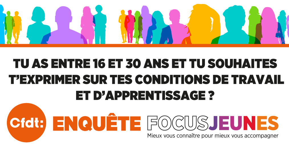 CFDT's tweet photo. 🔎#Focus La CFDT lance une nouvelle enquête consacrée aux #jeunes en #apprentissage : #salaire, conditions de travail, logement etc, faites entendre votre voix ! ➡️https://t.co/0M6N7Pd1D6 #alternance Relais appréciés, merci https://t.co/7Mkljp0xq7