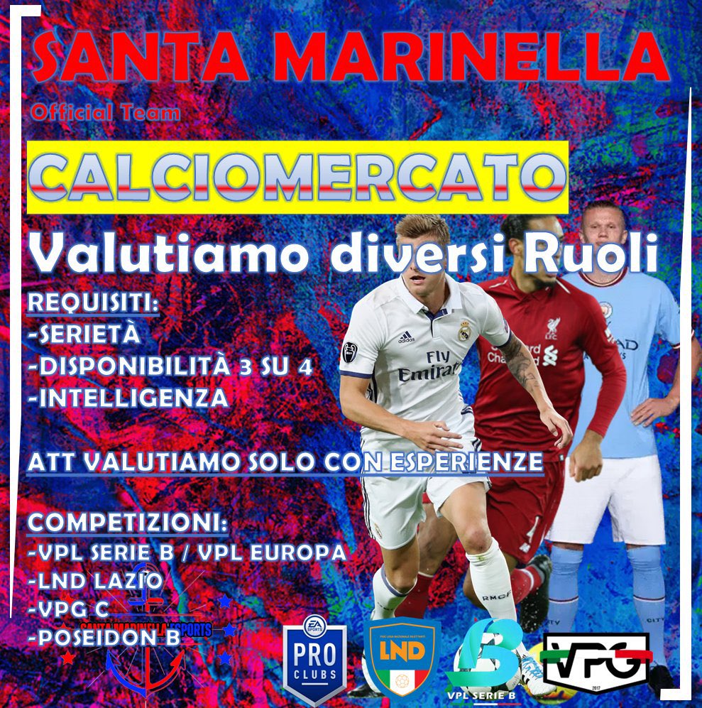 <a href="/pctransfermarkt/">🇮🇹 PRO CLUBS TRANSFERMARKT🔍</a> <a href="/RetwittoProClub/">Calciomercato Pro Club</a> <a href="/Retweet_Proclub/">🔺• RETWEET •🔺</a> <a href="/RTAllProClub/">RETWEET ALL PROCLUB</a> <a href="/PROCLUB_ITALY/">PROCLUB_MERCATO</a> <a href="/MercatoFifaPro/">🇮🇹 𝗠𝗲𝗿𝗰𝗮𝘁𝗼 𝔽𝕚𝕗𝕒 ℙ𝕣𝕠 💜</a> <a href="/VPLItaly/">VPL Italy 🇮🇹</a> <a href="/VPGItaly/">VPG Italy 🇮🇹</a>