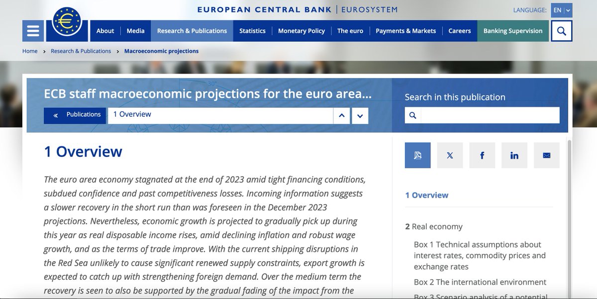 BirdingBrussels's tweet photo. #macroeco l The March 2024 macroeconomic projections by @ecb staff have been published!
Inflations and growth revised down
📄 https://t.co/xUao1KlTDI https://t.co/nB9Sd6zZ35